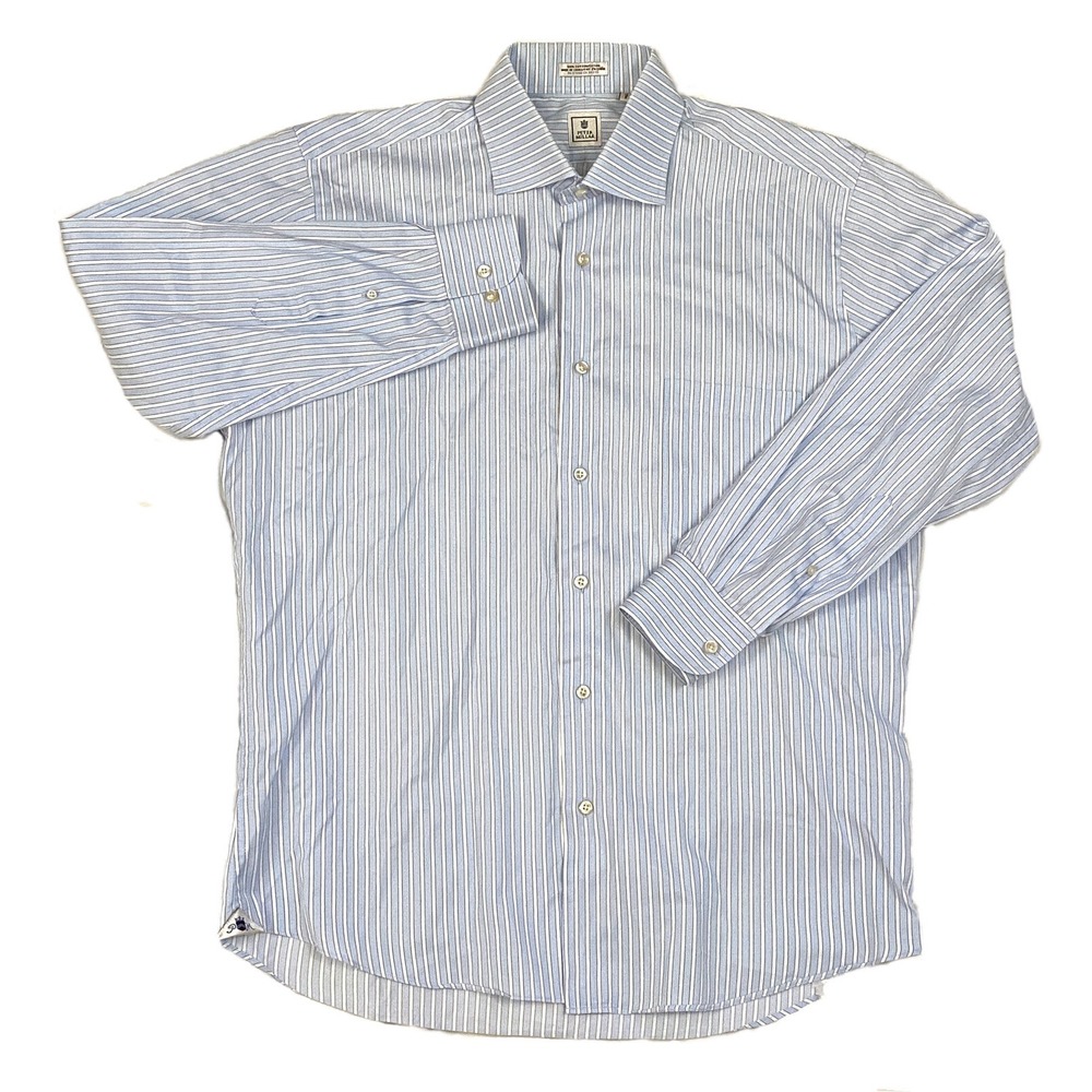 Peter Millar Mens‎ Long Sleeve Button Button Front Striped Shirt Size 16 R